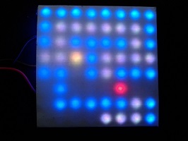 Image: LED-Matrix (mit Abdeckung, da die LEDs zu grell für die Kamera sind)